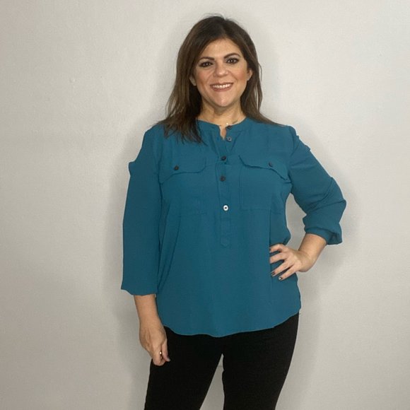 NWT LOFT Mandarin Neckline Blouse - Picture 1 of 3